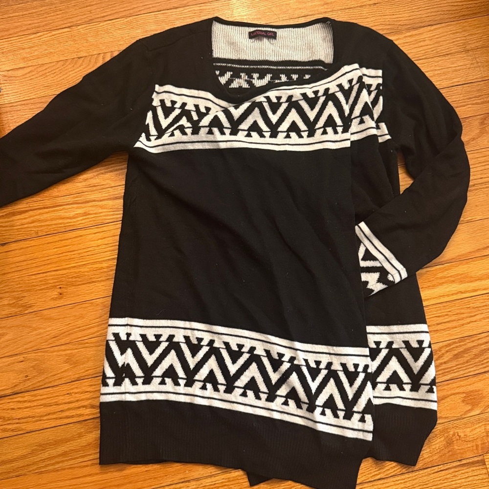 Material Girl Black and White Open front sweater